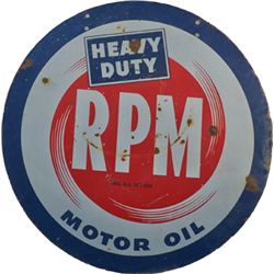 RPM Heavy Duty Motor Oil Double-Sided Round Porcelain.