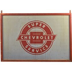 Large Chevrolet Super Service Logo Peg Board Sign.