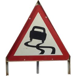Graphic Do Not Swerve Metal Triangular Highway Sign.