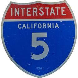 Large Interstate California 5 Metal Shield Highway Sign