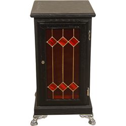 Black Wood & Red Glass Clawfoot Slot Machine Stand.