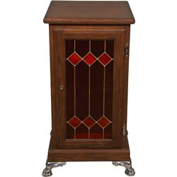 Wood & Red Glass Clawfoot Slot Machine Stand.