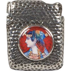 Early Hammered Silver Match Safe w/ Cigar Cutter Top.
