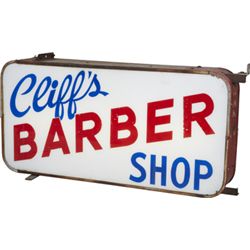 Cliff’s Barber Shop Double-Sided Plastic Light-Up Sign.