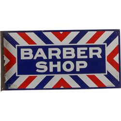 Barber Shop Double-Sided Porcelain Flange Sign.