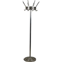 Chrome Barber Shop Coat & Hat Rack w/Stepped Base.