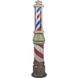 Outdoor Floor Model Barber Pole Trade Sign, Light-Up.
