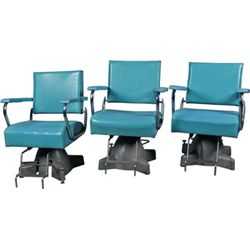Lot Of 3 Aqua Beauty Salon Chairs On Bullet-Shaped Base