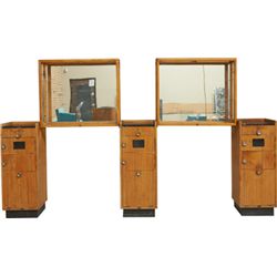 Lot Of 2 Mirrored Display Cases & 3 Barber Station Cabi