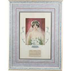 “Evelyn” Embossed Litho. Print 1919 Calendar In Frame.