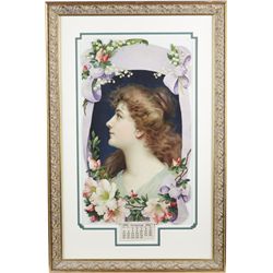 “Beauty” 1907 Embossed Die-Cut Salesman Sample Calendar