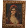 Image 1 : Pretty Debutante Lady In Red Clothing Litho. Print.