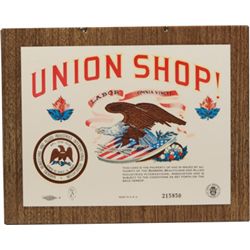“Union Shop!” Celluloid Barber Shop Sign.
