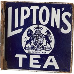 Lipton’s Tea Double-Sided Porcelain Flange Sign.