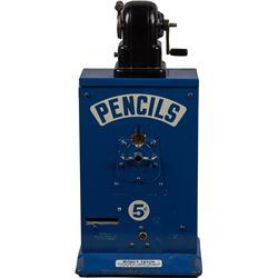 5 Cent Blue Porcelain Pencil Vending Machine.