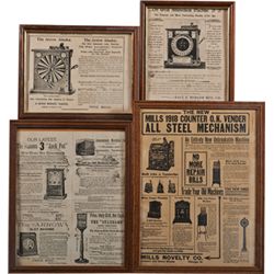 Lot Of 4 Coin-Op Machine Advertisements In Frames.