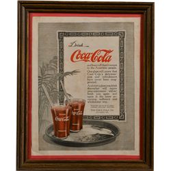 Coca Cola Print Advertisement In Frame.