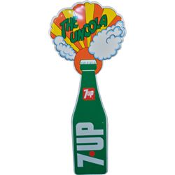 Large 7 Up The Uncola Embossed Die-Cut Tin Bottle Sign.