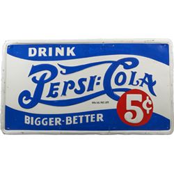 Pepsi Cola Embossed Self-Framed Tin Sign.