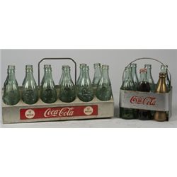 Lot Of 2 Coca Cola Bottle Carriers w/ Glass Coca Cola.