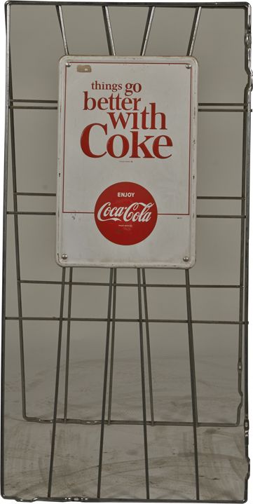 Coca Cola Metal Screen Door Protector W Porcelain Sign