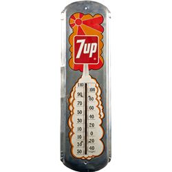 7 Up Metal Thermometer Advertisement Sign.