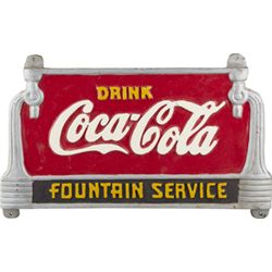 Drink Coca-Cola Fountain Service Painted Cast-Iron Sign