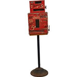 5 Cent Pencil & Paper Vending Machine On Metal Stand.