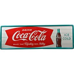 Drink Coca Cola Self-Framed Metal Advertising Sign.