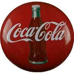 Coca Cola Round Red Porcelain Button Sign.