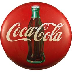 Coca Cola Round Red Tin Button Advertising Sign.
