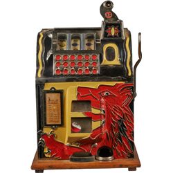 5 Cent Mills Lion Head Silent Gooseneck Slot Machine.
