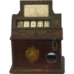 1 Cent Caille Bros. “Good Luck” 5-Reel Poker Card.