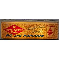 Royal Crown Cola & Popcorn Plastic Hanging Sign.