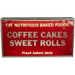 Coffee Cakes & Sweetrolls Hanging Vinyl Sign w/Lighted.