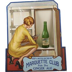 Marquette Club Pale Dry Ginger Ale Stand-Up Ad Sign.
