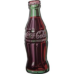Coca Cola Figural Bottle Embossed Metal Advertising Si.