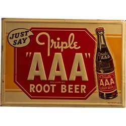 Triple AAA Root Beer Embossed Self-Framed Tin Sign.
