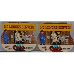 Lot Of 2 Cook’s Beer Embossed Cardboard Signs w/ Foil.