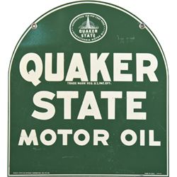 Quaker State Motor Oil Double-Sided Curved Sign.