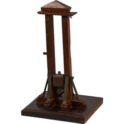 Early Wood & Metal Figural Guillotine Cigar Cutter.