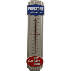 Prestone Anti-Freeze Porcelain Thermometer Sign.