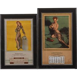 Lot Of 2 1950s Advertising Pin-Up Calendars In Frames.