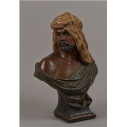Painted Countertop Figural Bust Statue.