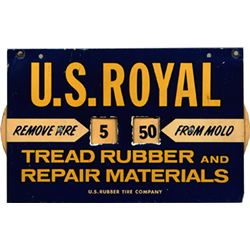 U.S. Royal Metal Advertisement Sign.