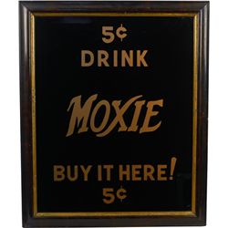 Drink Moxie Reverse On Glass Sign In Frame.