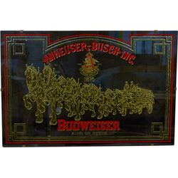 Budweiser Beer Reverse On Glass Hanging Mirror Sign.