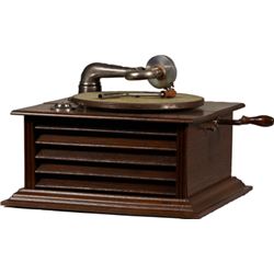 Superb Wood Tabletop Phonograph Record Player.