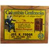Image 1 : Columbia Grafonola Tin Advertisement Sign On Wood Frame