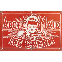 Arctic Maid Ice Cream Red & White Porcelain Sign.